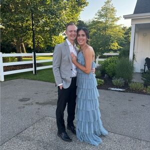 Elegant Blue Tiered Maxi Dress